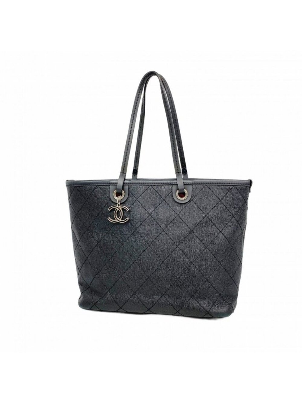 Chanel Tote Caviar Leather Black Silver - Picture 1 of 10